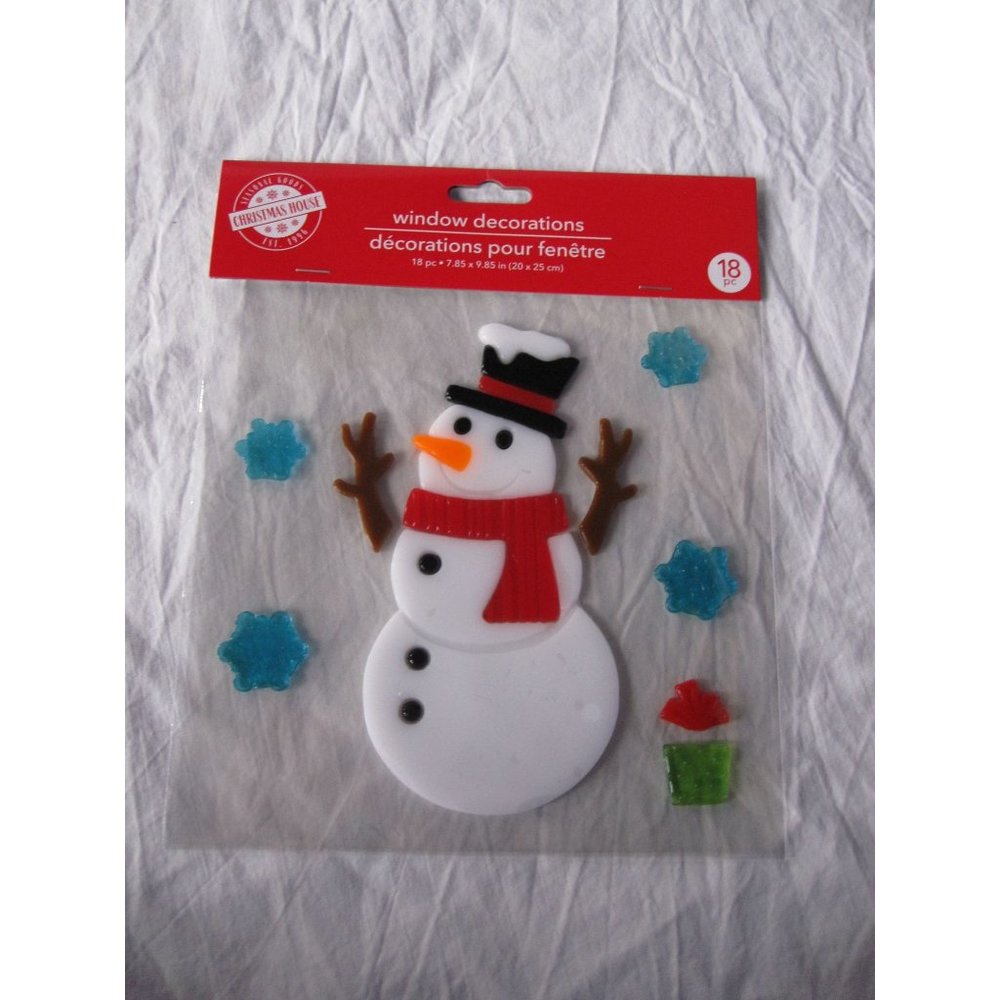 NEW Christmas Frosty the Snowman window Gel Clings 18 pcs Cute Snow‎ Decorations